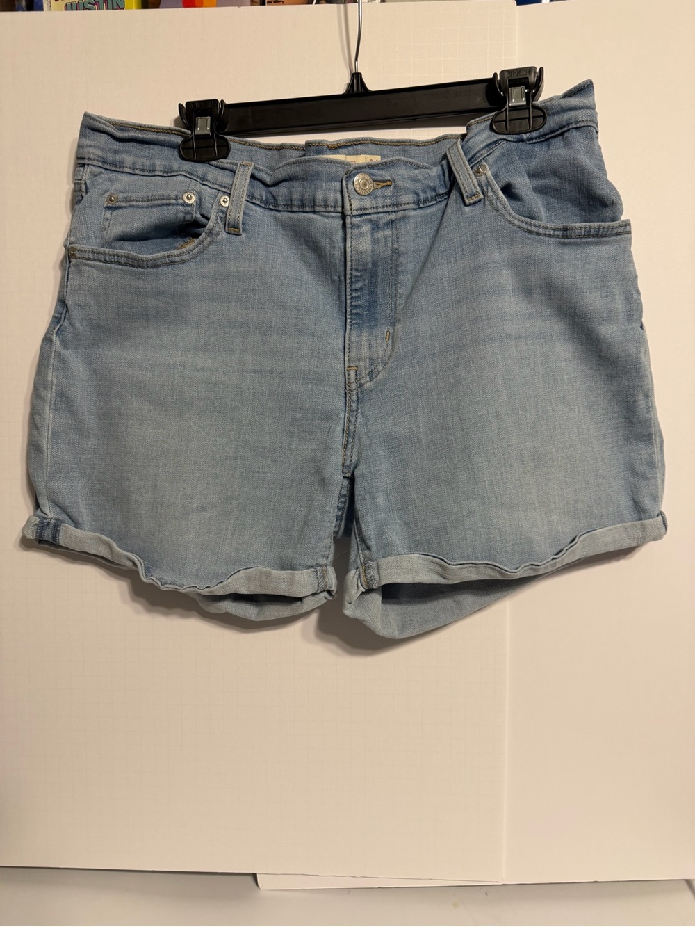 Levi's Light Wash Denim Rolled Hem Shorts